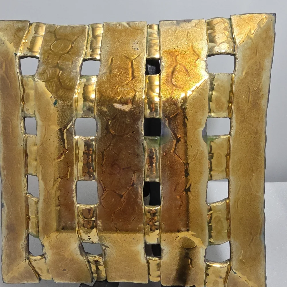 Il Vetraio Italy Fused Art Glass Plate Bowl 7.5” Green Blue Checkered (OT)